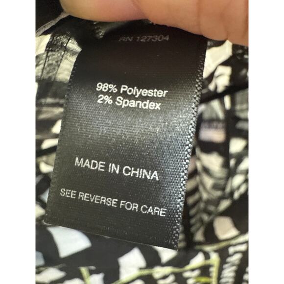 Ali Miles Sheer Black and White Checkered with Green Accents Collar Button Down - Picture 7 of 7